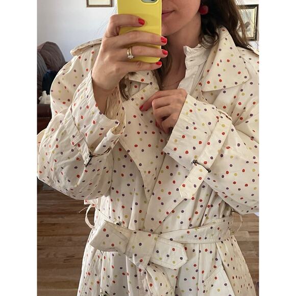 Vintage Jackets & Blazers - Vintage Polka Dot Trench Coat